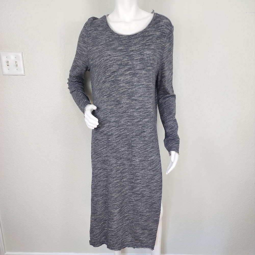 Free People Gray Maxi Long Sleeve Slit Sides Tunic Size Small